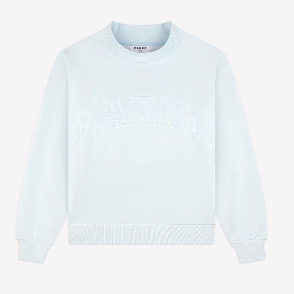 PARKÉ Tonal Blue Embroidered Logo Crewneck Sweatshirt